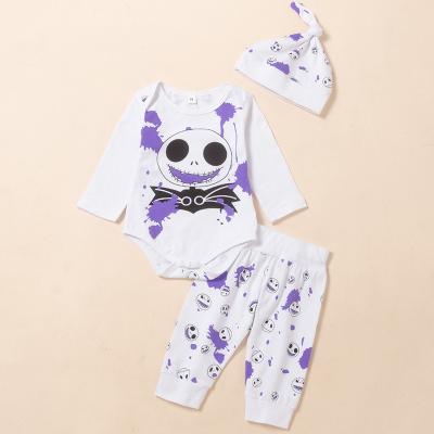 China Baby Rompers 3pcs Cotton Baby Rompers Halloween Infant Baby Boy Anti-Shrink Costume Baby Romper Pants Set for sale