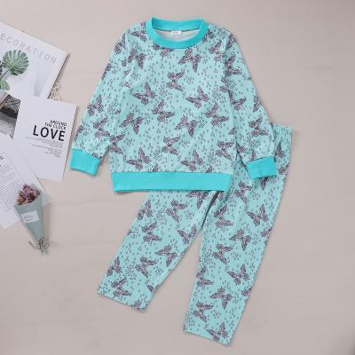 China High Quality Breathable Flower Printed Girls Sleepwear Children Pajamas Set Sleepwear 2pcs Kids Clothing Sets for sale