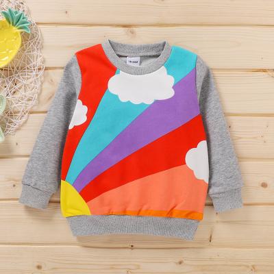 China Lovely spring anti-shrink autumn rainbow bars printing pullover sweatshirt wholesale kids hoodies for sale