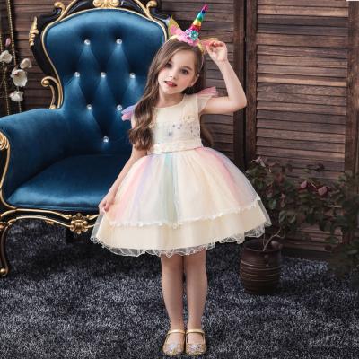 China Kids Sleeveless Unicorn Party Princess Dress Up Flower Girl Dresses Kids Girl Wedding Party Dress for sale