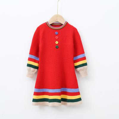 China new Anti-wrinkle Christmas kids costume Autumn Girls Dress winter baby clothes girls princess dress Party Sweater Knit for sale