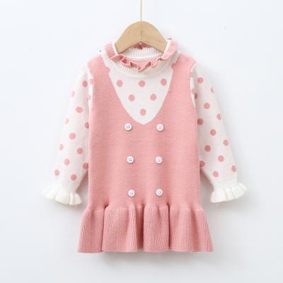 China Anti-wrinkle girls fall clothes spring new style children's sweater dress kids knitted sweater clothing set for sale