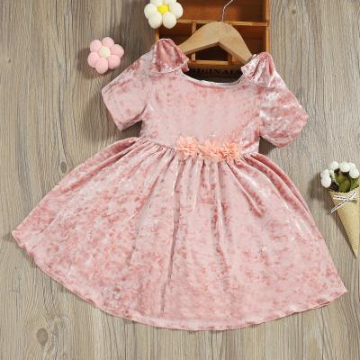 China Wholesale Anti-wrinkle Kids Customize Fashion Short Dress Floral Sleeve Dress Designs For Little Girls for sale