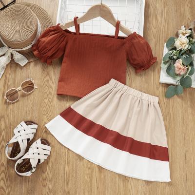 China Casual Customize Kids Clothing Short Sleeve Sets Fashion New Style Summer Dress Girls Clothes T-shirt Top And Skirt Set for sale