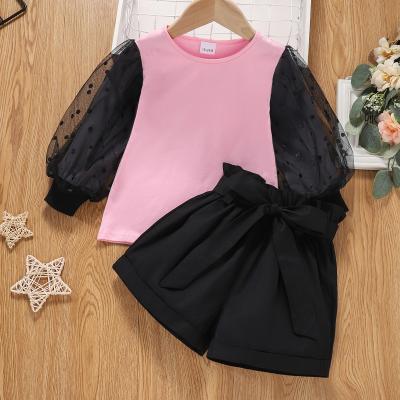 China Casual Customize Autumn Birthday Party Outfit Baby Clothes Long Sleeve Two Piece Set Top +Shorts Fashion for sale