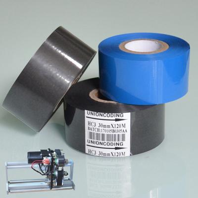 China HP30/DY8/HP241B/HP241 100m hot coding machine foil ribbon 30mm used on coding machine to print date batch number batch number hot code ribbon for sale