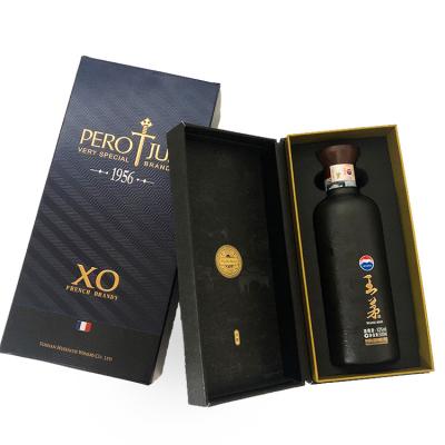 China Recyclable Luxury Rigid Custom Vodka Packaging Whiskey Brandy Whiskey Cardboard Design ODM Liquor Bottle Red Wine Leather Gift Box for sale