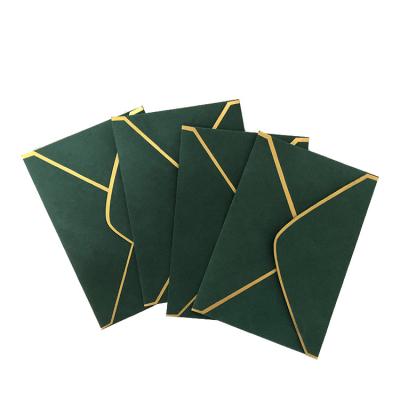 China Gift Envelope Custom Order Company Logo Dark Green Paper Envelope , Business Envelope Custom Printing for sale