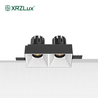 China Minimalist XrzLux Double Head Recessed Downlight 8W 10W 15W Square Trimless Ceiling Spot Light Aluminum Anti-glare Downlight Spotlight Led for sale