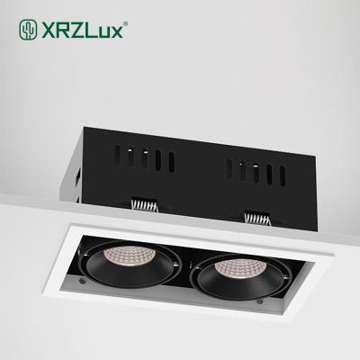 China MR.XRZ Modern Aluminum Head Ceiling Recessed Rectangle Grill Downlight Dual LED Adjustable Spot Light For Home Indoor Lighting for sale