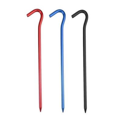 China Aluminum alloy aluminum heavy duty tent peg and tarp peg hook shape aluminum pegs for outdoor camping stake for sale