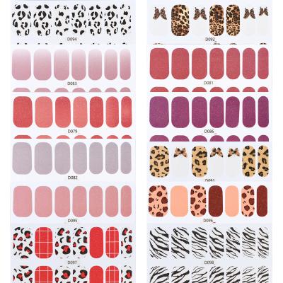 China Korean new eco-friendly material gel nail sticker fast spring/onion powder nail sticker leopard print nail sticker spring winter/zebra print for sale