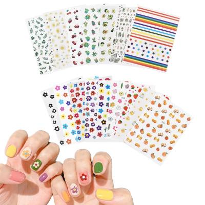 China Easy Apply High Quality Designer Nail Art Applique Nail Sticker 3d Flower Strawberry Fruit Series Nail Sticker Best Price HAPPY 645-654,679-684 for sale