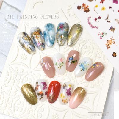 China Easy Apply JOYFUL 30 Designs Wholesale High Quality Nail Stickers Ink Flower and Leaves Series Retro Dry Decorative Decals 946-951 for sale