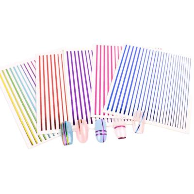 China Easy Apply 22 Striped Line MERRY Line Nail Art Design Nail Art Flash Decal Metal Straight Colors DIY Strip Sticker for sale