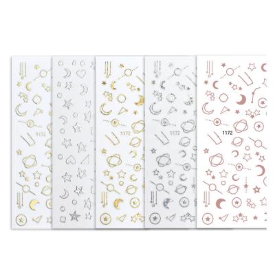 China High Quality JOYFUL Extremely Shiny 1167-1172 Flash Nail Stickers Gold and Silver 3d Nail Art Glue Starfish Series Laser Decals for sale