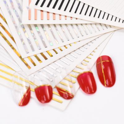 China Easy apply JOYFUL 17 widely used 17 colors 3D nail stickers to customize classic line nail decals sticker linear decals for sale