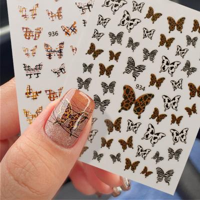 China 2021 extremely brilliant autumn and winter leopard butterfly nail sticker 3D mixed nail decoration for sale