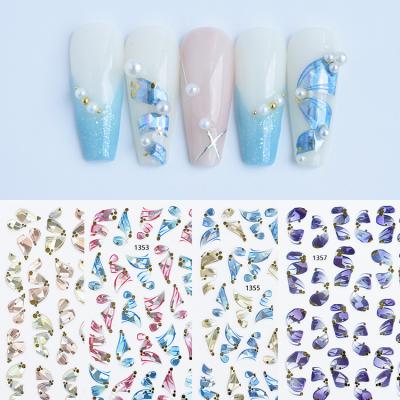 China 2021 New Design Waterproof+Eco-friendly Laser Joyful Colorful Stereo Self-adhesive Nail Tape French Nail Tip Beauty Ribbon Nail Decoration 1349-1360 for sale