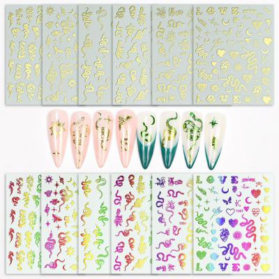 China HAPPY Nail Art Sticker Nail Art Colorful Snake Dragon Rainbow Cute Gold DIY Extremely Shiny Nail Art Sticker 1092-1397 for sale