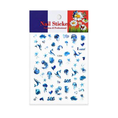 China Extremely Shiny Rainbow Series Nail Art Sticker Dragonfly Butterfly /Bird/Dolphin Animal Jellyfish Laser Nail Art Nail Decoration Sticker 1391 for sale