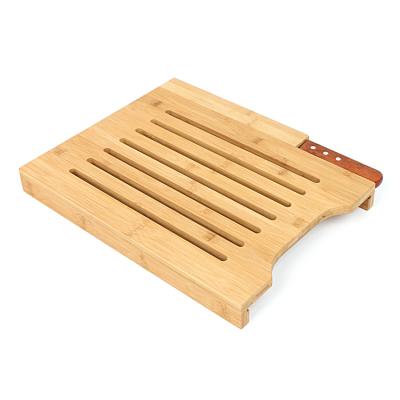 China Viable Wholesale with Tray Bamboo Wooden Bread Cutting Board for sale