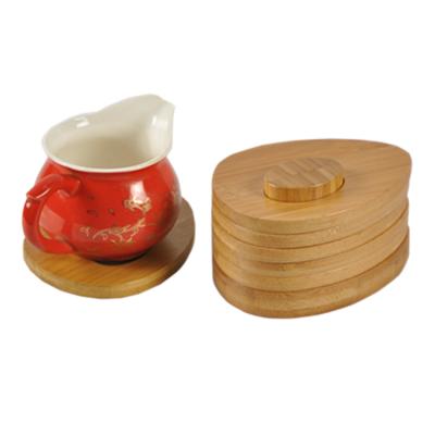 China Sustainable Non-Slip Bamboo Collection With Stand Set Tea Coffee Coaster Cup Mat for sale