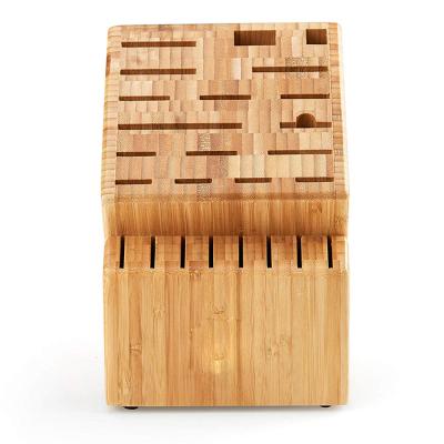 China 100% Sustainable Knife Block Bamboo Wood Holder Non-Slip Rubber Feet for sale