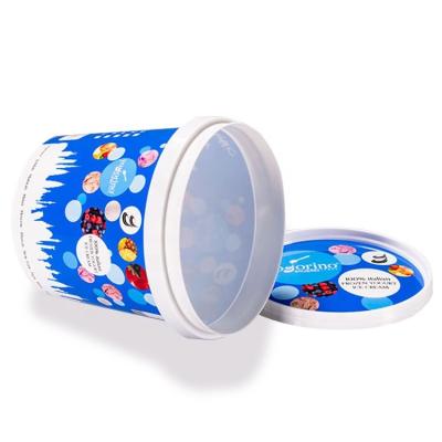 China Disposable 500/1000ML IML Eco Friendly Individually Wrapped Customized Logo Round Cold Disposable Ice Cream Plastic Box With Lid for sale