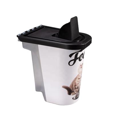 China Sustainable IML Packaging Custom Logo Printed Plastic PP 40lbs Cat Dog Food Pet Food Storage Container for sale