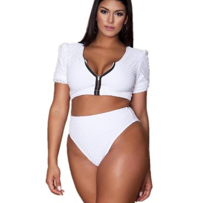 China 2022 Breathable 3colors 4xl High Waist Swimwear Running Chain Details Sheer Mesh Swimsuit Plus Size Bikini for sale