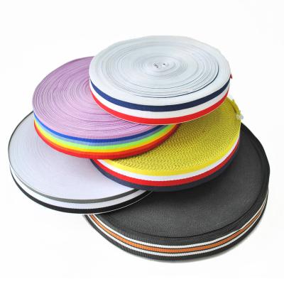 China Viable Wholesale Grade Stripe Polyester Grosgrain Classic Black White Red Yellow Yellow Ribbon For Decoration for sale