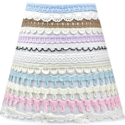 China Viable High Quality African Diy Lace Ribbon Picot Strip Lace Trim Embroidered For Decoration Sewing Women Dress for sale