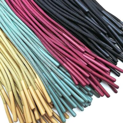 China New Viable Trend Custom Round Laces Colorful Decorative Cord Cord Twine With Silicon Dipping Tip End For Hoodies Pants for sale