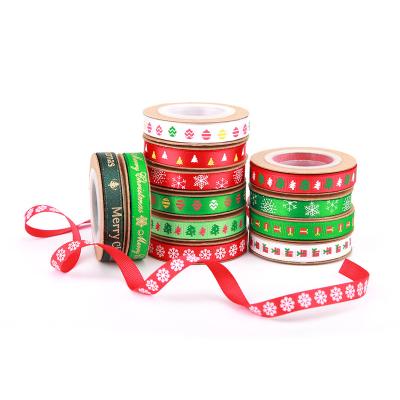 China Sustainable Custom Printed Grosgrain Ribbon For Christmas Decoration And Gift Wrapping for sale