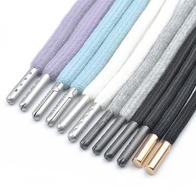 China 1mm 2mm 3mm 5mm 6mm Durable Custom Logo 1mm 2mm 3mm 5mm 6mm Rope Pull Rope Cotton Hoodie Twine with Metal Tips for Garment and Processing Accessor for sale