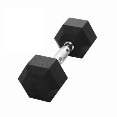 China High Quality 4kg Hexagonal Rubber Covered Dumbbell Dumbells Dumbbells For Weight Lifting Exercise for sale