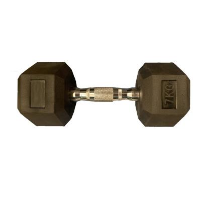 China Rubber Covered Dumbbell Customized Weight Dumbbell 7kg Rubber Coated Hex Dumbbells for sale