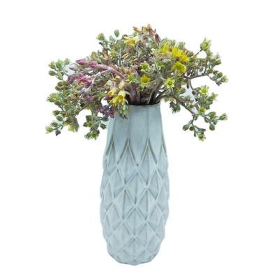 China Europe wholesale popular sand color ceramic tabletop indoor flower vase for sale