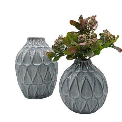 China Europe Popular Relief Surface Design Home Decoration Accessories Vintage Flower Vases For Hotel for sale