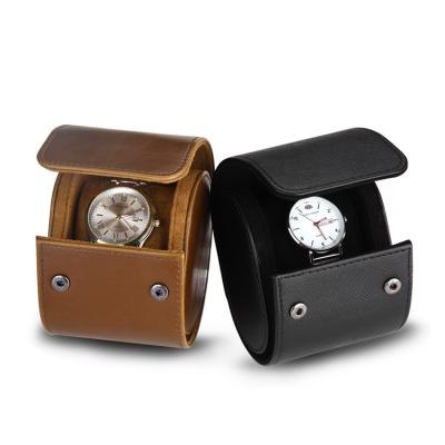 China Luxury Portable Travel Leather Pocket Watch Package PU Watch Roll Customized Logo Watch Case for sale