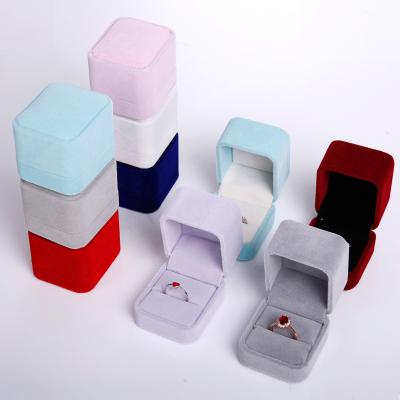 China Cheap Custom Made Velvet Ring Velvet Jewelry Box for sale