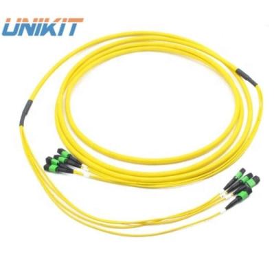 China FTTX High Density 48 Core Fiber Optic Patch Tie Down MPO/MTP Connector SM MPO/MTP Flat Fiber Ribbon Cable Fiber Patch Cord for sale