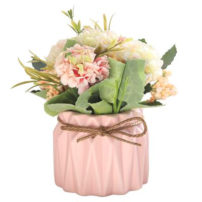 China Potted Artificial Flowers Wedding Modern Nordic Europe Centerpiece Home Decoration With Vase for sale