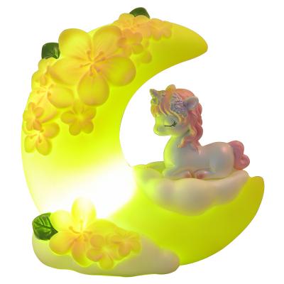 China Moon and Unicorn Led Nightlight Bedroom Decor Cute New-designed Cartoon Pink Resin for sale