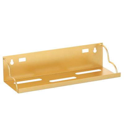 China Viable Wholesale Modern Ins Gold Metal Wall Storage Kitchen Living Room Wall Shelf for sale