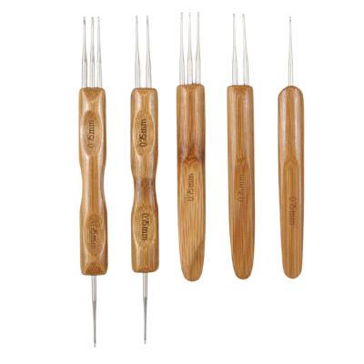 China Dreadlock Making 5PCS 0.75mm Handle Hair Tool Kits Bamboo Dreadlock Crochet Hook for sale