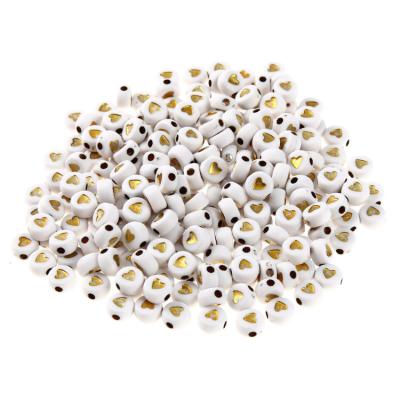 China For Crafts 1000pcs 4x7mm Gold Heart Diy Acrylic Beads On For Diy Jewelry Making for sale