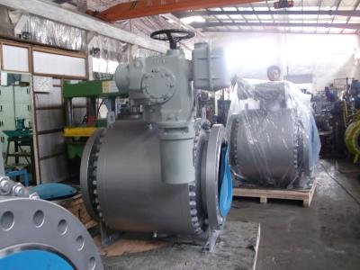 China Flanged gesmeed trunnion zijdelingse inlaatbalk met elektrische actuator Te koop