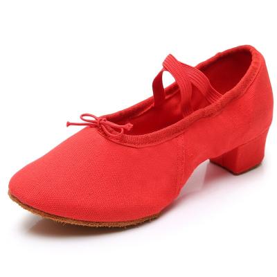 China Women Teachers Soft / Comfortable / Lightweight Canvas Low Heel Ballet Dance Shoes for sale